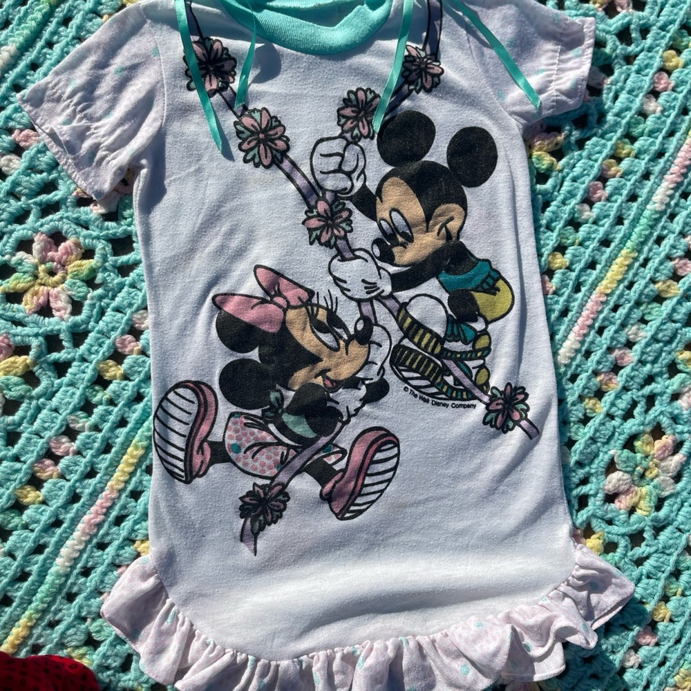 Vintage kids Mickey and Minnie Mouse Walt Disney Ruffle Dress no tag